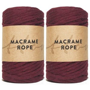 Bordeaux Red 90m 5mm Recycled Cotton Macrame Yarn 500g Single Twist