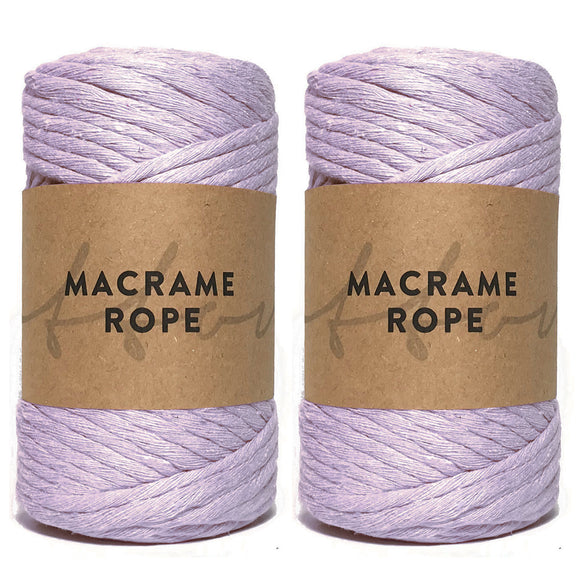 Lilac 90m 5mm Recycled Cotton Macrame Yarn 500g Single Twist