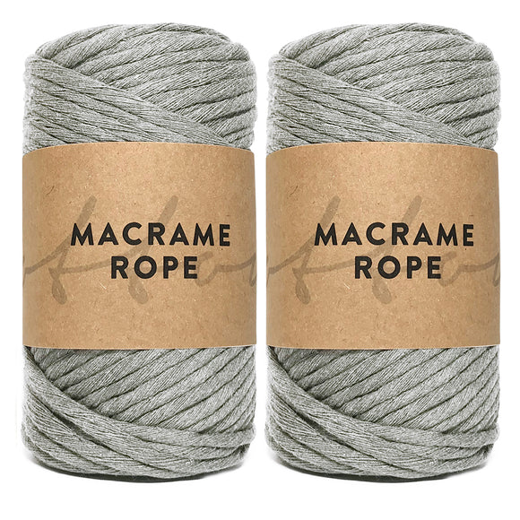 Light Gray 90m 5mm Recycled Cotton Macrame Yarn 500g Single Twist