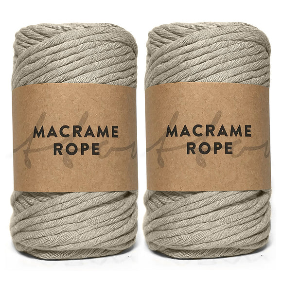 Beige 90m 5mm Recycled Cotton Macrame Yarn 500g Single Twist