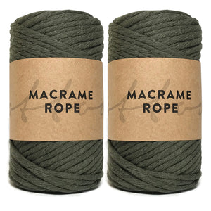 Kombu Green 90m 5mm Recycled Cotton Macrame Yarn 500g Single Twist