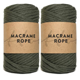 Kombu Green 90m 5mm Recycled Cotton Macrame Yarn 500g Single Twist