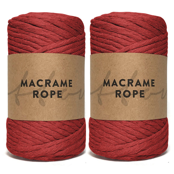 Red 90m 5mm Recycled Cotton Macrame Yarn 500g Single Twist