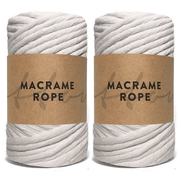 White 90m 5mm Recycled Cotton Macrame Yarn 500g Single Twist