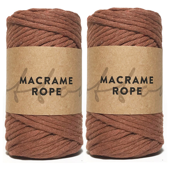 Terracotta 90m 5mm Recycled Cotton Macrame Yarn 500g Single Twist