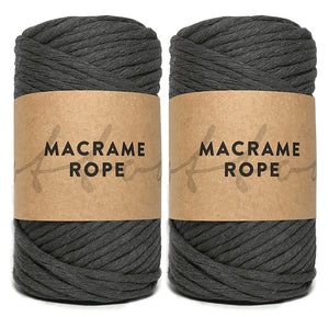 Dark Gray 90m 5mm Recycled Cotton Macrame Yarn 500g Single Twist